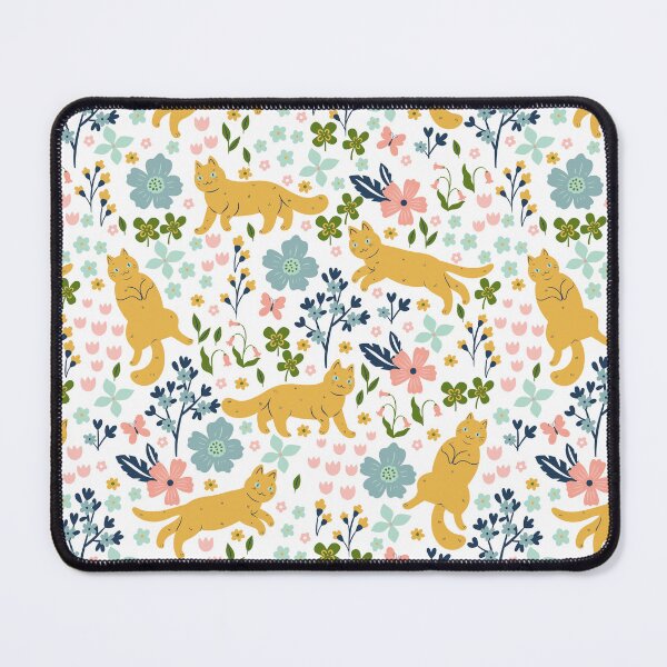 Item preview, pattern with cute cats, flowers and butterflies designed and sold by burbura.