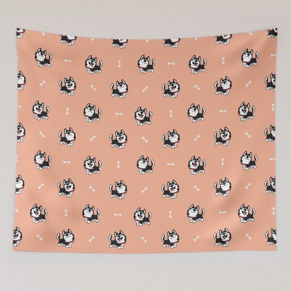 Item preview, Copy of Husky dog bone pattern happy boy peachy female male designed and sold by SmallOrbit.