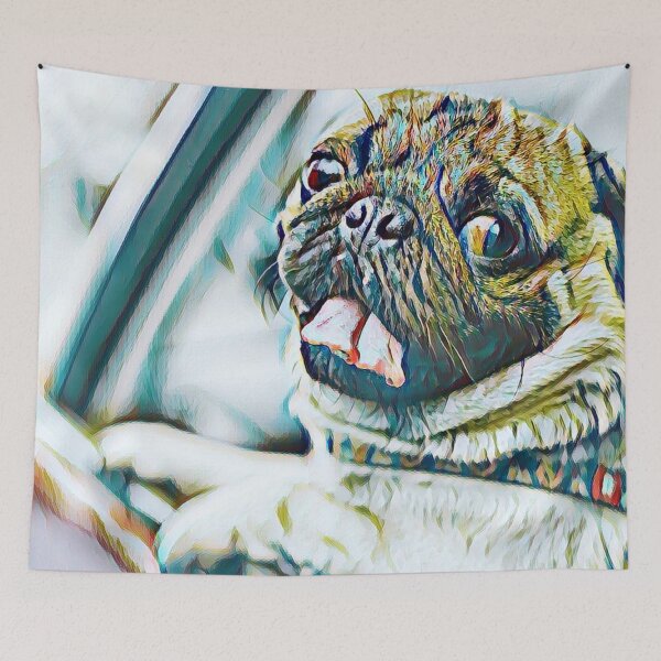 Item preview,  Driving Dutch Bulldog Portrait Puppy Pug Life Art designed and sold by TheWildFlix.
