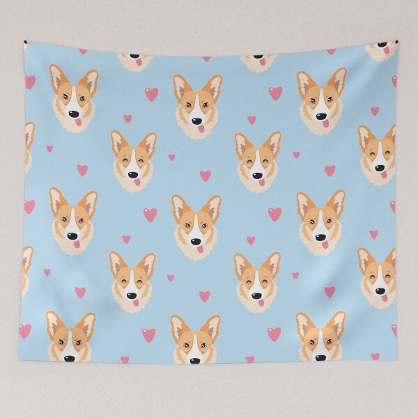 Item preview, Corgi dog bone pattern happy boy peachy female male girl blue designed and sold by SmallOrbit.
