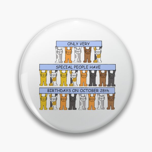Item preview, October 28th Birthday Cartoon Cats Holding Banners designed and sold by KateTaylor.