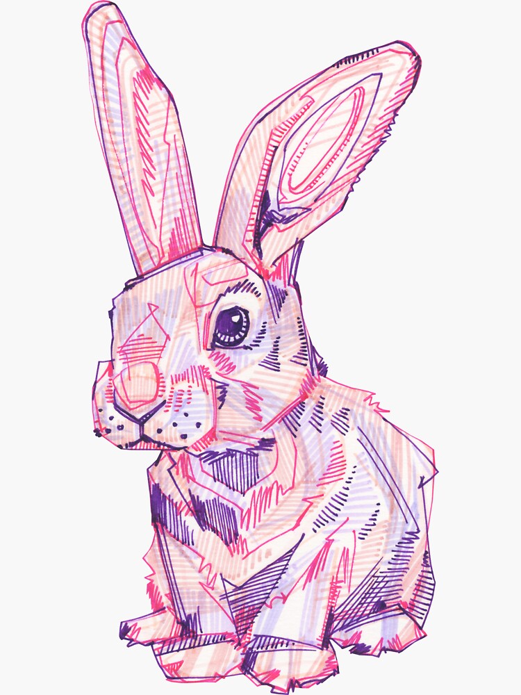 Pink Rabbit Drawing - 2017 by gwennpaints
