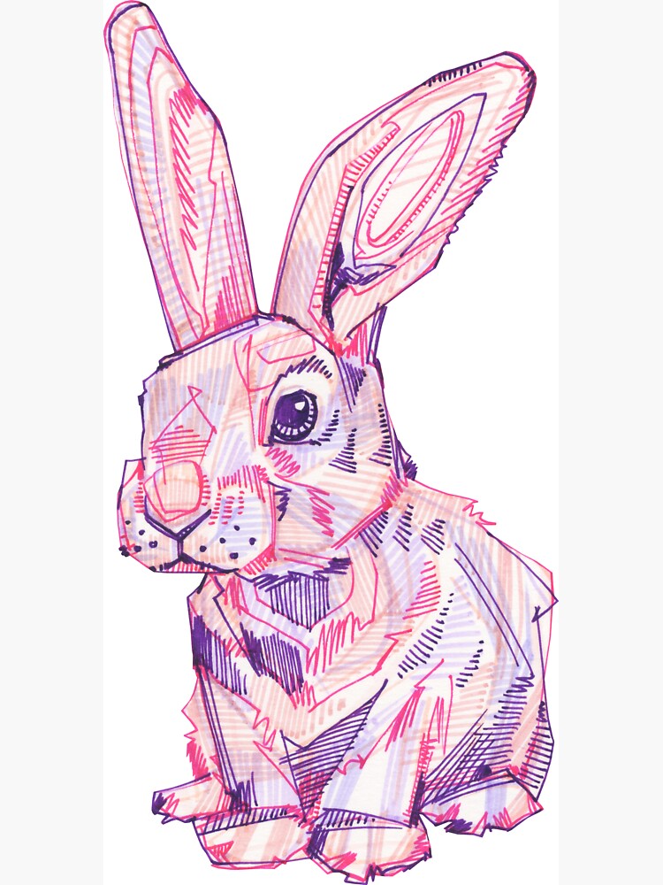 Pink Rabbit Drawing - 2017 by gwennpaints