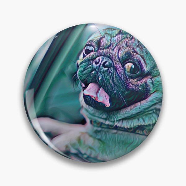 Item preview, Retro Neon Purple Driving Dog Portrait Puppy Pug Life Art designed and sold by TheWildFlix.