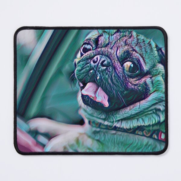 Item preview, Retro Neon Purple Driving Dog Portrait Puppy Pug Life Art designed and sold by TheWildFlix.