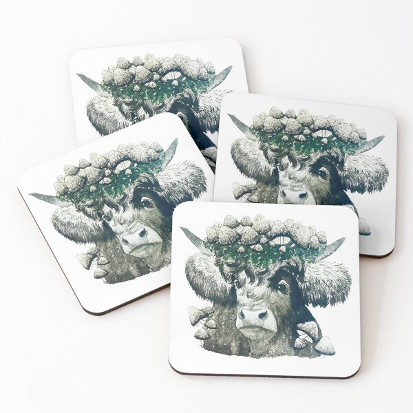 Item preview, Inky Cap Mushroom Cow Watercolor Painting designed and sold by Abigaillynnarts.