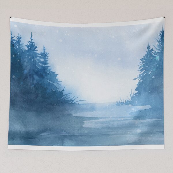 Item preview, Hand-drawn Fir Forest Winter Watercolor illustration designed and sold by hatimelhag.