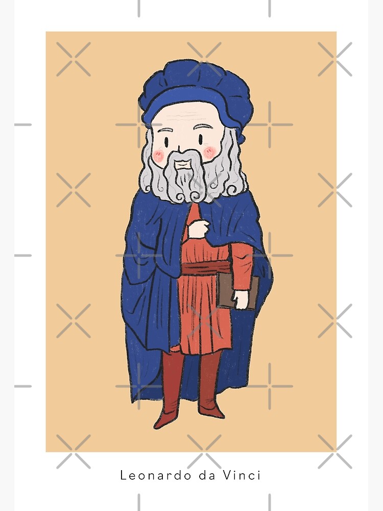 "Cute Hand Drawn History Figures Leonardo da Vinci" Poster for Sale by MariOyama Redbubble