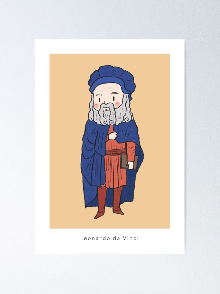 "Cute Hand Drawn History Figures Leonardo da Vinci" Poster for Sale by MariOyama Redbubble