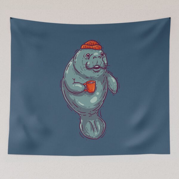 Item preview, Morning Manatee - Having a Coffee | Manatea | Dugong | Manatee County designed and sold by Any Color Designs.