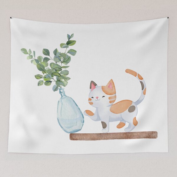 Item preview, Funny cat knocking over a vase designed and sold by trendingatees.