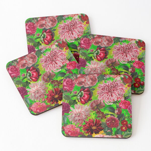 Artikelvorschau, Stilvoller Blumennachtgarten, Vintage-Blumen und Rosen, botanisches Blumenmuster, grünes Vintage-Botanik entworfen und verkauft von ZeinabTaha.