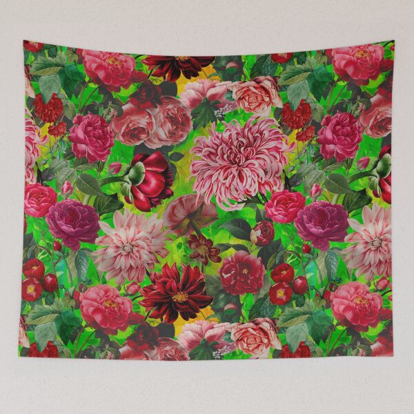 Artikelvorschau, Stilvoller Blumennachtgarten, Vintage-Blumen und Rosen, botanisches Blumenmuster, grünes Vintage-Botanik entworfen und verkauft von ZeinabTaha.