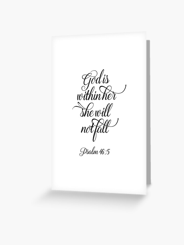 Carte De Vœux Dieu Est En Elle Citation Biblique Psaume 46 5 Par Sago Design Redbubble