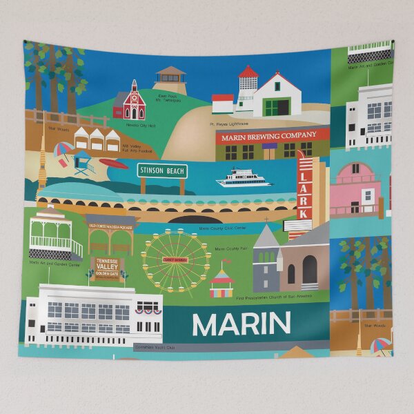 Item preview, Marin County, California - Skyline Illustration by Loose Petals designed and sold by LoosePetals.