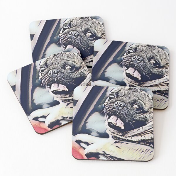 Item preview, Vintage Car Driving Dog Portrait Puppy Pug Life Art designed and sold by TheWildFlix.