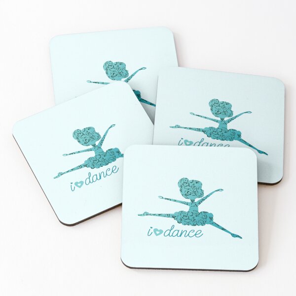 Item preview, “I (Heart) DANCE” Ballerina - Aqua Background designed and sold by PawsitiveMum.