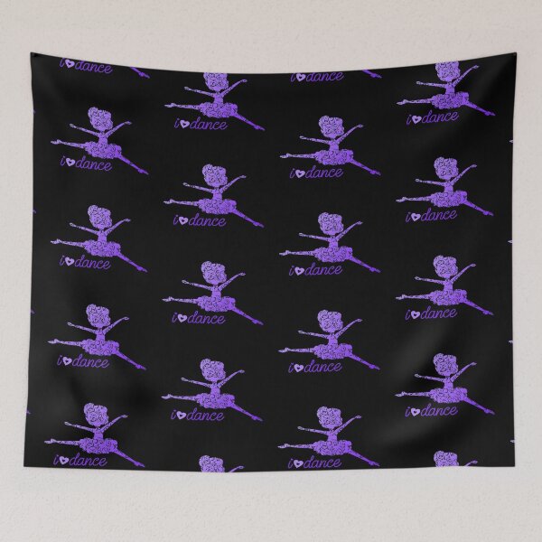 Item preview, “I (Heart) DANCE” Ballerina - Purple with Black Background designed and sold by PawsitiveMum.