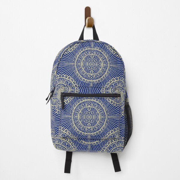 Blue Backpack with colourful offers Mandala