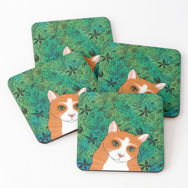 Item preview, The Cute Ginger cat is watching you from a pattern background designed and sold by marina63.