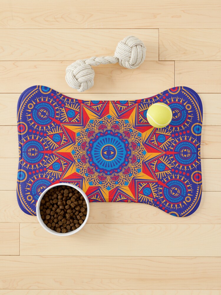 Thumbnail 1 of 5, Pet Mat, Bright Spirit Mandala designed and sold by wickedpretty.