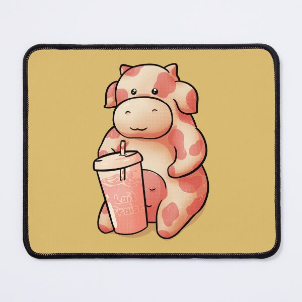 Item preview, Strawberry Cow Having some Pink Milk - Lait Fraise Stickers Pack | Cottagecore | Kids Mask | Costume | Summer 2020 designed and sold by Any Color Designs.