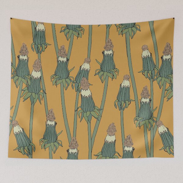 Item preview, Pattern with unopened dandelion. Dried flowers vintage illustration  designed and sold by hmorena.