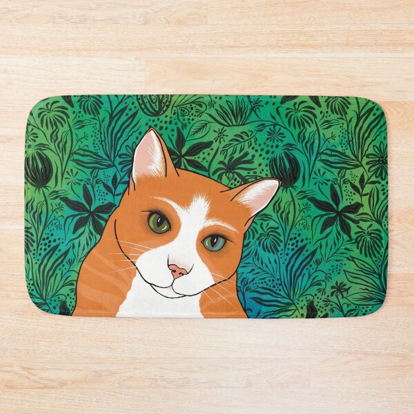 Item preview, The Cute Ginger cat is watching you from a pattern background designed and sold by marina63.