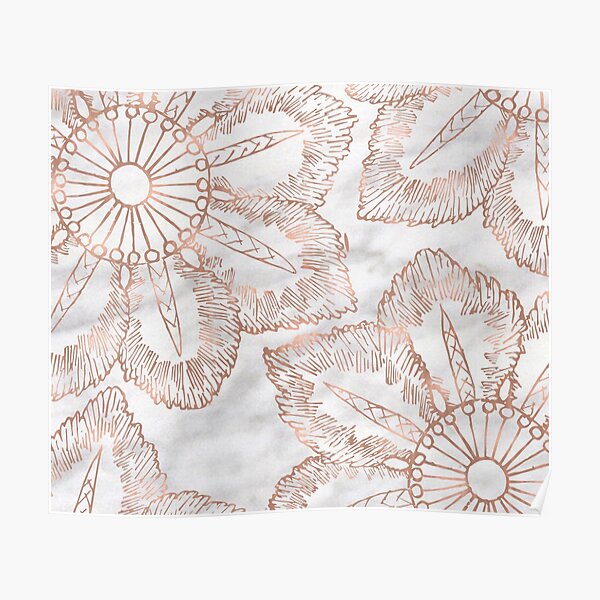 Mandala whimsy - rose gold & marble Poster