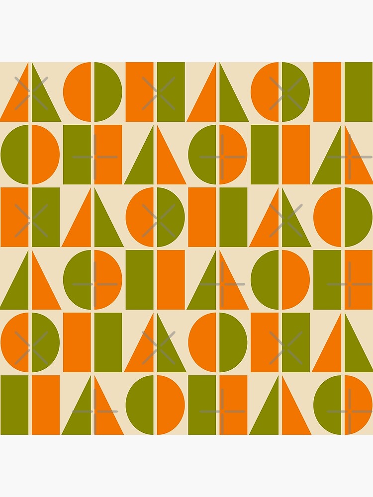 落款と図柄を組み合わせてお作りします♪ Symmetry Geometric Composition 532 Green Orange and Beige