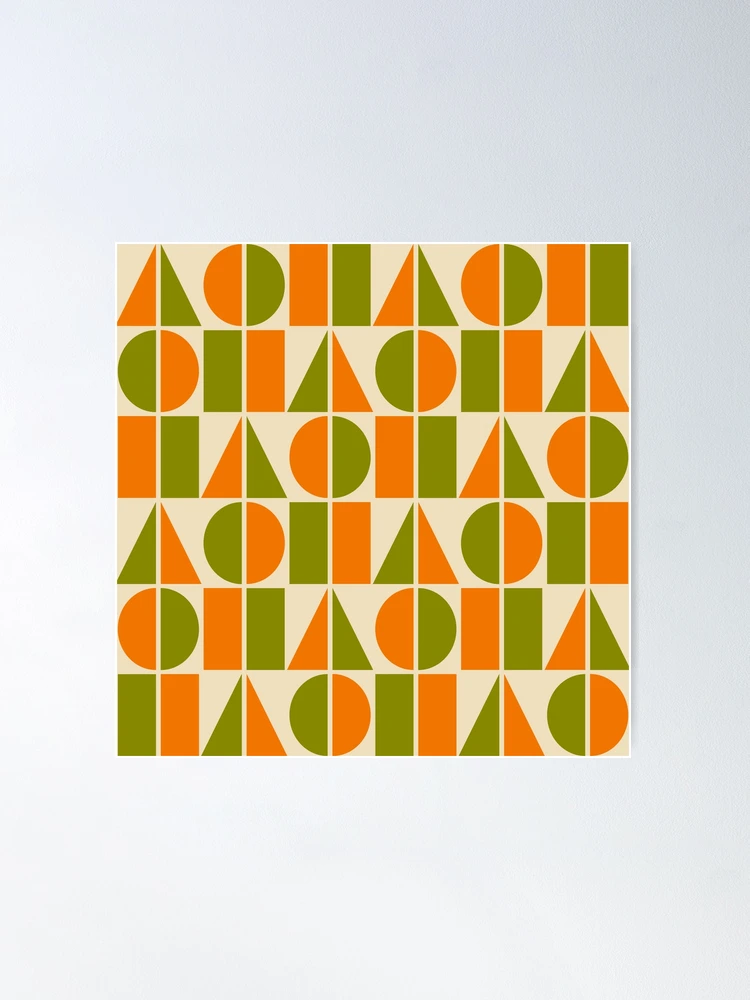 落款と図柄を組み合わせてお作りします♪ Symmetry Geometric Composition 532 Green Orange and Beige
