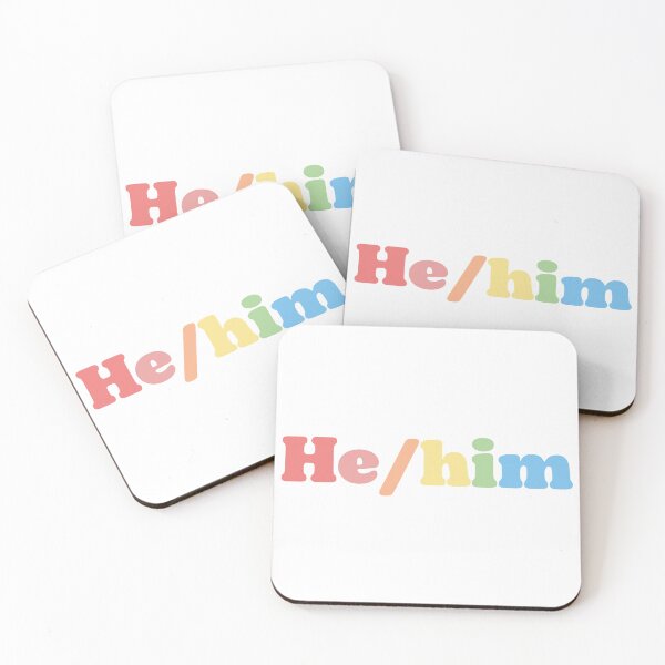 Item preview, He/him pronouns pastel rainbow design  designed and sold by Holly-berry-art.