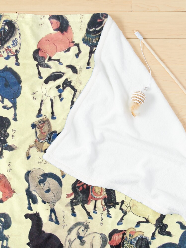 Alternate view of ASIAN HORSES Japanese Study Pet Blanket