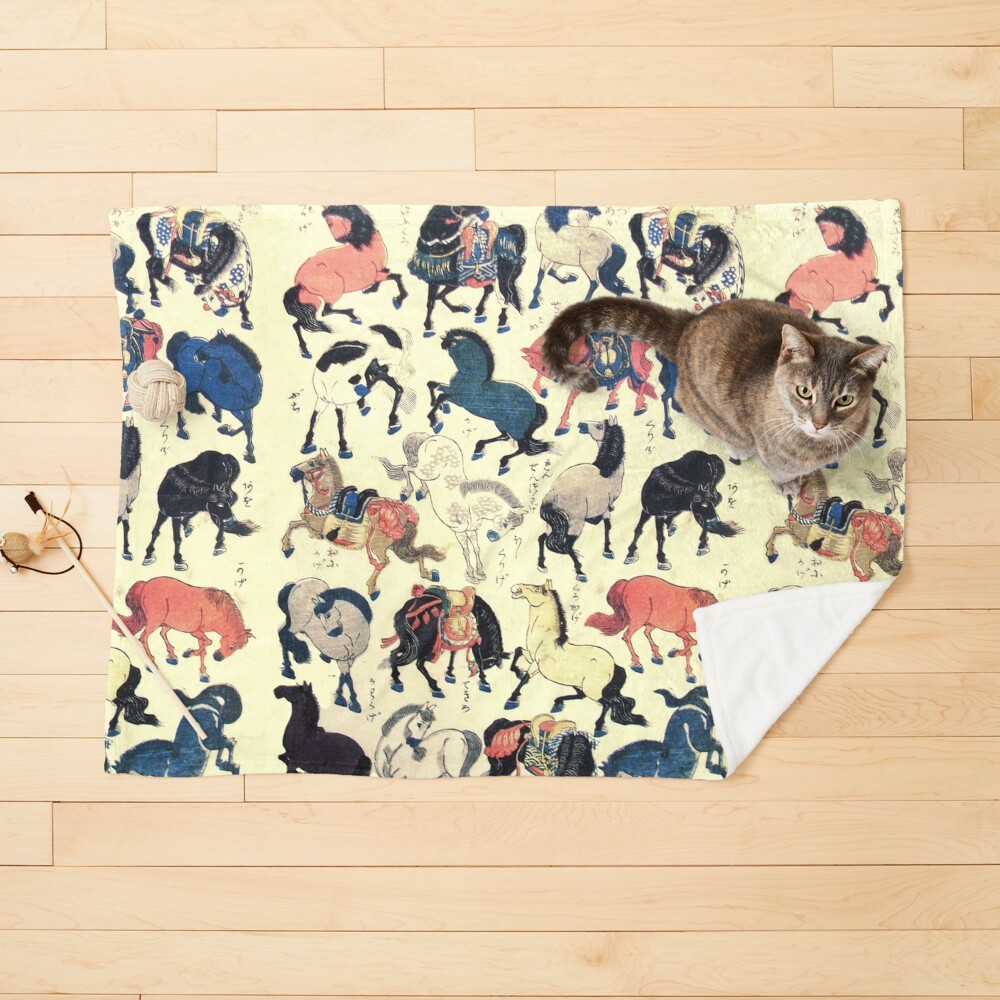 ASIAN HORSES Japanese Study Pet Blanket