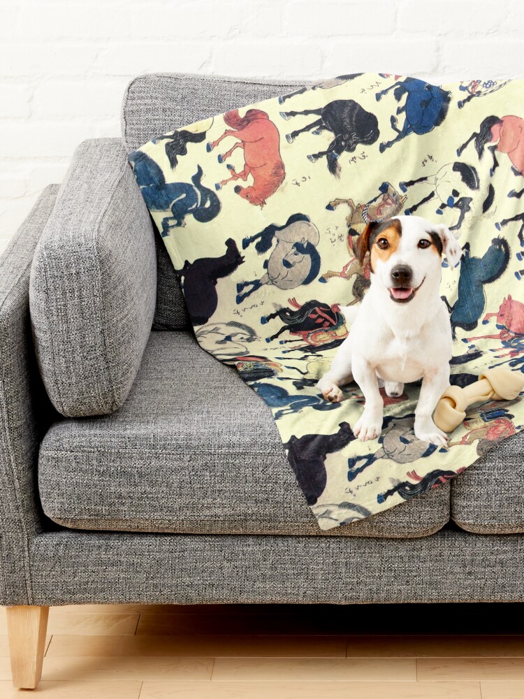 Alternate view of ASIAN HORSES Japanese Study Pet Blanket