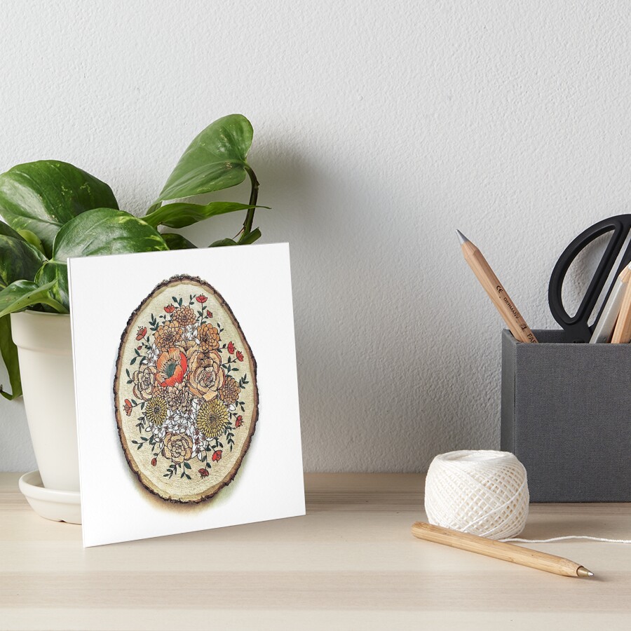 Wood Floral Bouquet Art Board Print