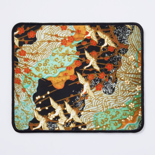Item preview, FLYING CRANES AND SPRING FLOWERS Antique Japanese Floral designed and sold by BulganLumini.