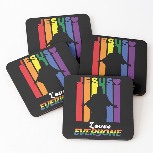 Aperçu de l'œuvre Jésus aime tout le monde - LGBTQ Pride Rainbow Christian créée et vendue par Optix.