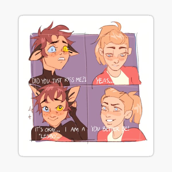 Did You Just Kiss Me Catradora Sticker By Quenenie Redbubble