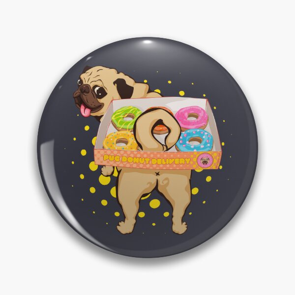 Item preview, Pug Donut Delivery Cute Chonky Dog Hardworking | 5 donuts plus a tail | Tee | Reusable Facemask | Washable Face Cover | Wall Art designed and sold by Any Color Designs.