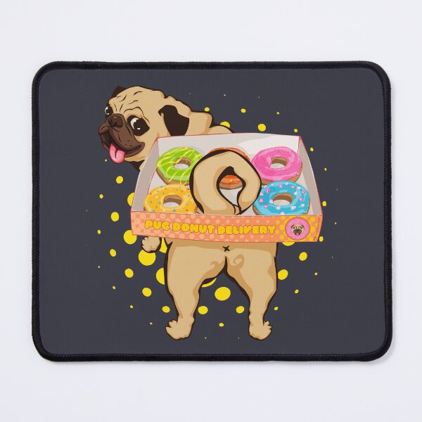 Item preview, Pug Donut Delivery Cute Chonky Dog Hardworking | 5 donuts plus a tail | Tee | Reusable Facemask | Washable Face Cover | Wall Art designed and sold by Any Color Designs.