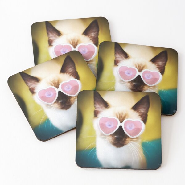 Item preview, Cute Siamese Kitten with Pink Heart Sunglasses designed and sold by MarikaJohnson.