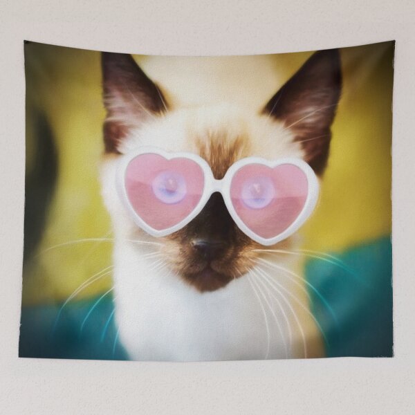 Item preview, Cute Siamese Kitten with Pink Heart Sunglasses designed and sold by MarikaJohnson.