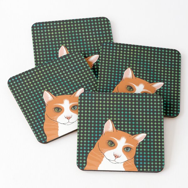 Item preview, The Cute Ginger cat is watching you from an abstract pattern background designed and sold by marina63.