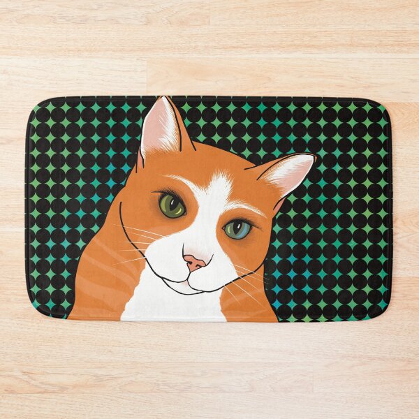 Item preview, The Cute Ginger cat is watching you from an abstract pattern background designed and sold by marina63.
