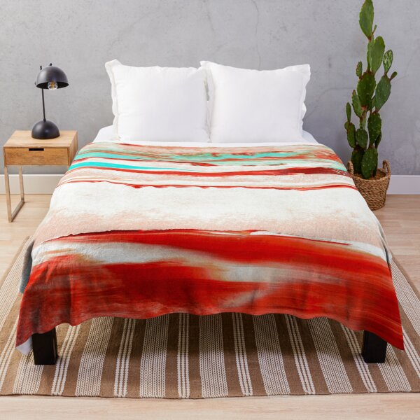 Item preview, Julia Di Sano - LET GO 1 RED AQUA OCEAN WAVES SEA ABSTRACT PAINTING designed and sold by EbiEmporium.