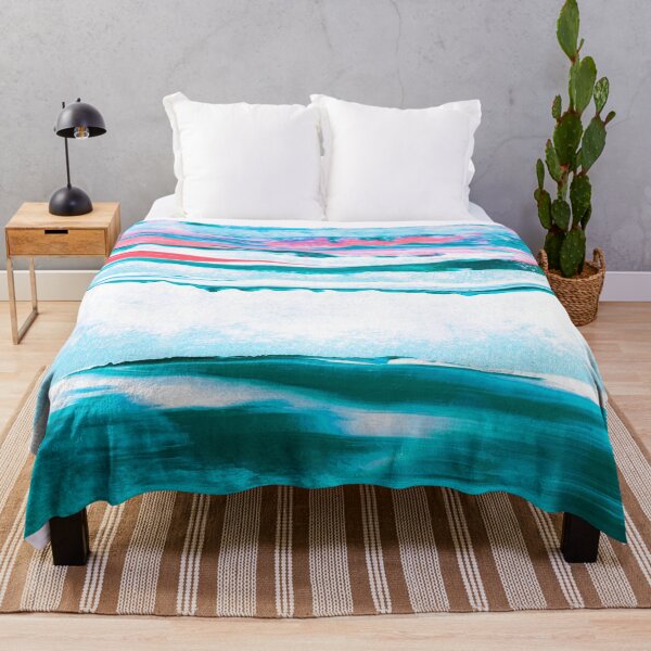 Item preview, Julia Di Sano - LET GO 1 PINK AQUA OCEAN WAVES SEA ABSTRACT PAINTING designed and sold by EbiEmporium.