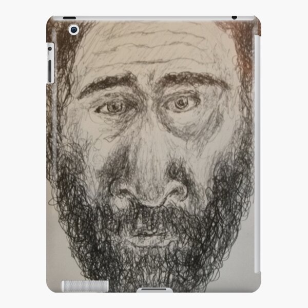 Self-portrait -(210417)- Black biro pen/Sketchpad/White paper iPad Snap Case