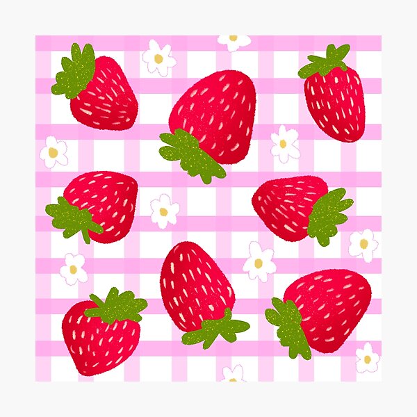 Gingham Strawberry Stickers