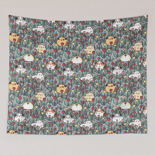 Item preview, Teddy Guinea pigs and Flowers Pattern designed and sold by Miri-Noristudio.